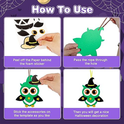12 Pack Halloween Craft Kit for Kids Make You Own Halloween Foam Stickers Arts and Crafts DIY for Kids Boys Girls Party Supplies Halloween Decoration (12 Count)
