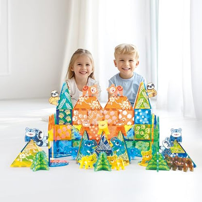 Zoo Animals Magnetic Tiles Set 108PCS