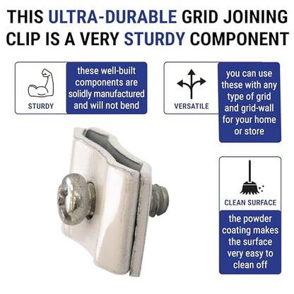 Gridwall Joining Clip Connectors for Grid Panels