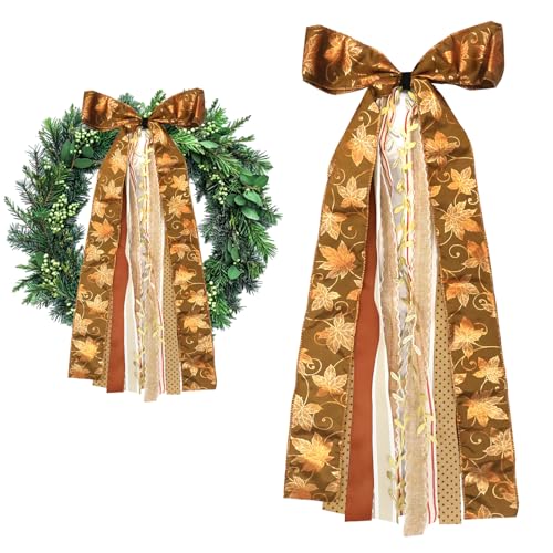 Large Maple Leaf Ribbons Bow for Wreath
