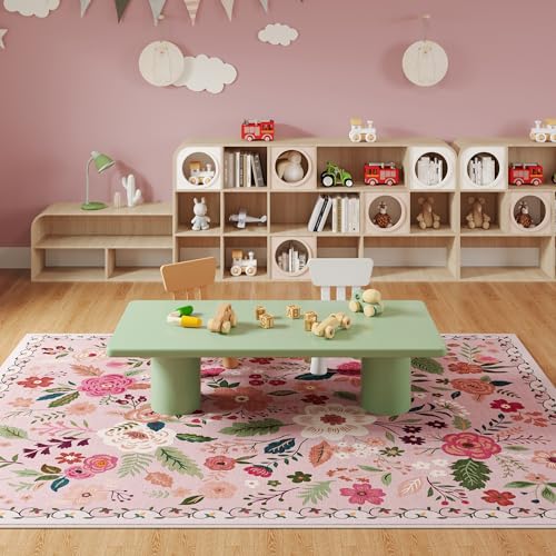 Area Rugs 8x10 Rug for Living Room Clearance Washable Boho Area Rug Non Slip Floral Vintage Low Pile Large Rug for Living Room