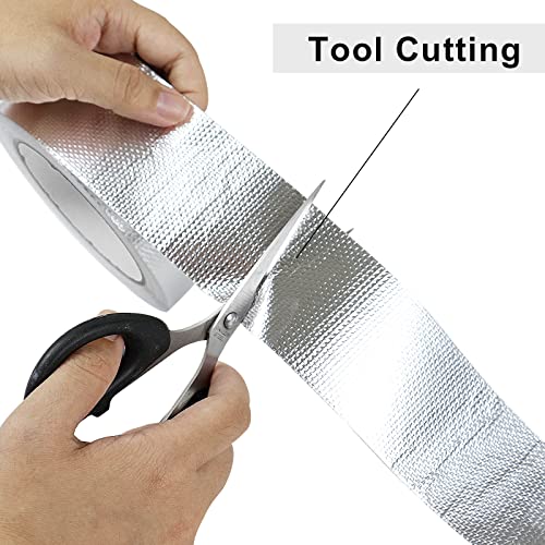 1 Roll Aluminum Foil Heat Shield Cool Tape 2 Inch x 66 ft Heat Reflective Thermal Barrier Reflective Tape for Hose and Auto Use