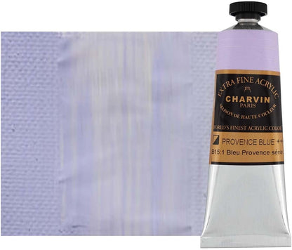 Charvin Extra Fine Professional Acrylic Paint - Provence Blue, 60ml Tube, Triple-Milled, Lightfast Pigments, Open Stock Artist Acrylic Paints in Nature-Inspired Hues