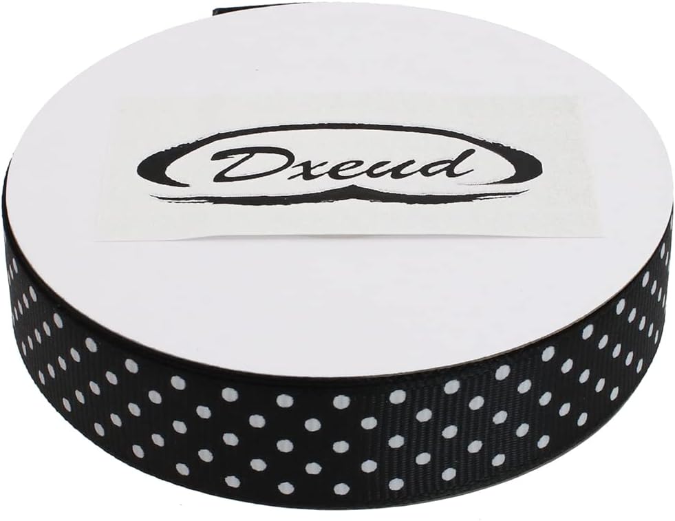 Polka Dot Grosgrain Ribbon 25 Yard Each Roll 100% Polyester (3/4", Black) - Crafty Corner