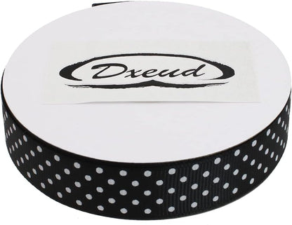 Polka Dot Grosgrain Ribbon 25 Yard Each Roll 100% Polyester (3/4", Black) - Crafty Corner