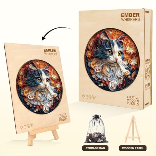 Flower the Maine Coon Cat Puzzles Adults Gifts for Women Men Wooden 280 Pieces 13.4x13.4in