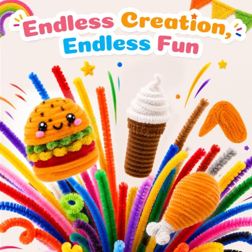 1000 Pieces Pipe Cleaners Bulk Assorted 20 Colors Chenille Stems