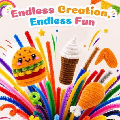 1000 Pieces Pipe Cleaners Bulk Assorted 20 Colors Chenille Stems