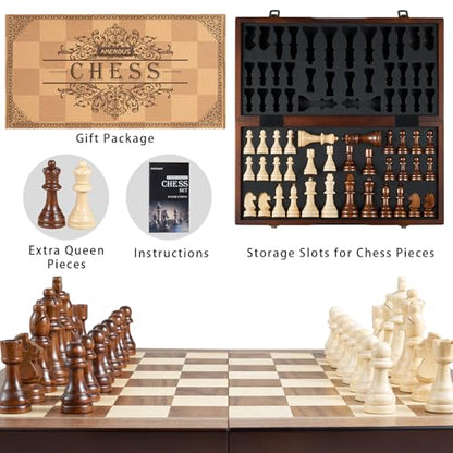 17'' Magnetic Wooden Chess Set for Adults Kids