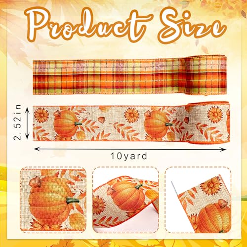 2 Rolls 20 Yards Fall Wired Edge Ribbons