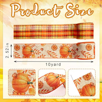 2 Rolls 20 Yards Fall Wired Edge Ribbons