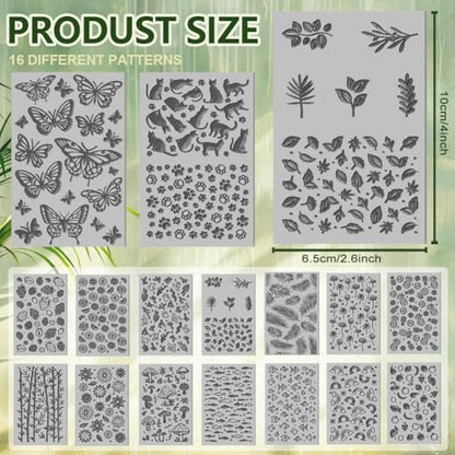 16 Sheets 16 Styles Animals Dandelions Polymer Clay Texture Mat Mushrooms Modeling Pattern Pad Plants Fruits Texture Sheets for Polymer Clay Making Earrings Jewelry Tools