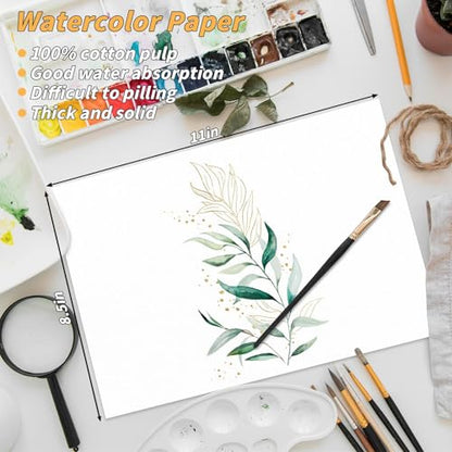 150 Sheets 100% Cotton Watercolor Paper Bulk (150 Count)