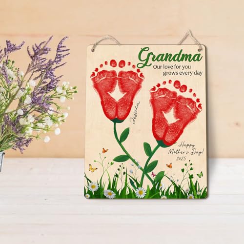 DIY Custom Baby Footprint Flowers Art Craft Gifts for Grandma