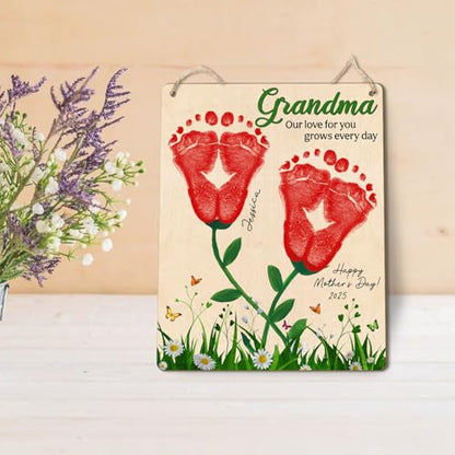 DIY Custom Baby Footprint Flowers Art Craft Gifts for Grandma