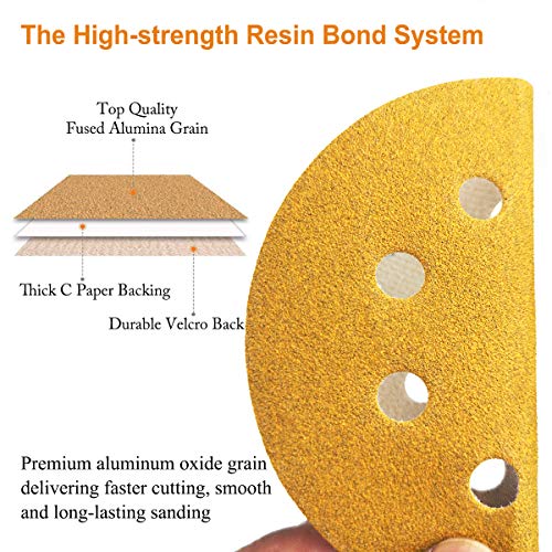 5-Inch 8-Hole Hook and Loop Sanding Discs 800-Grit, 100-Pack (100 Count)