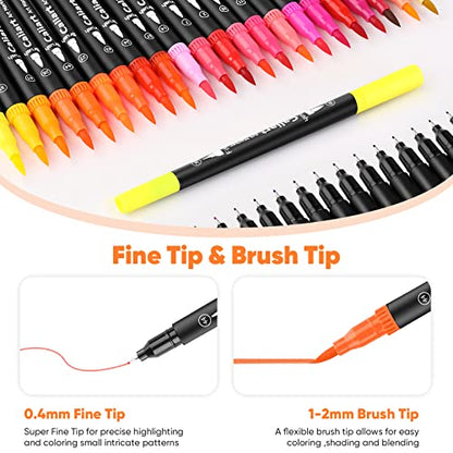 72 Colors Double Tip Brush Pen Art Markers for Adult Coloring Books (72 Count)