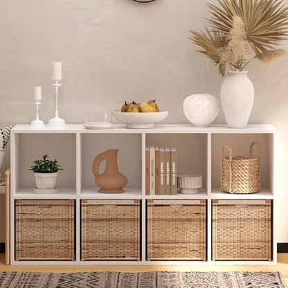 Wooden 8 Cube Storage Organizer with Closed Back Panel (8 Count)