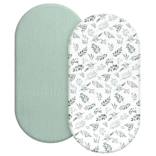 Organic Baby Bassinet Sheets 2 Pack 33”x17” 100% Muslin Cotton for Baby Girl Boy (2 Count)