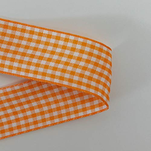 Orange Gingham Plaid Checked Ribbon 25 Yard Each Roll 100% Polyester (75 Foot)