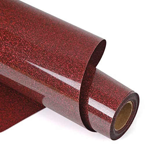 RENLITONG Red Glitter Heat Transfer Vinyl HTV Vinyl Rolls