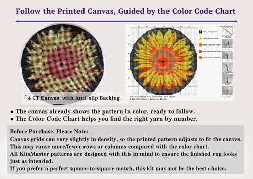 Sunflower Latch Hook Rug Kit for Adults