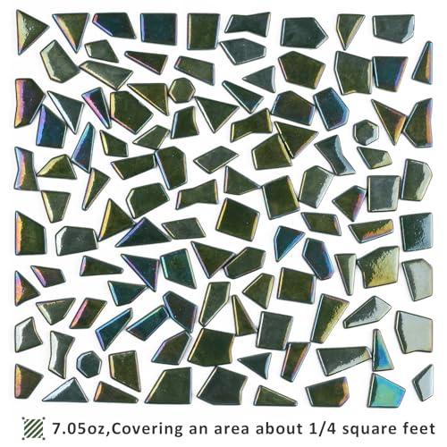 Iridescent Glass Mosaic Tiles for Crafts Bulk (7.05 Ounce)