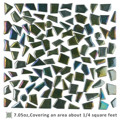 Iridescent Glass Mosaic Tiles for Crafts Bulk (7.05 Ounce)