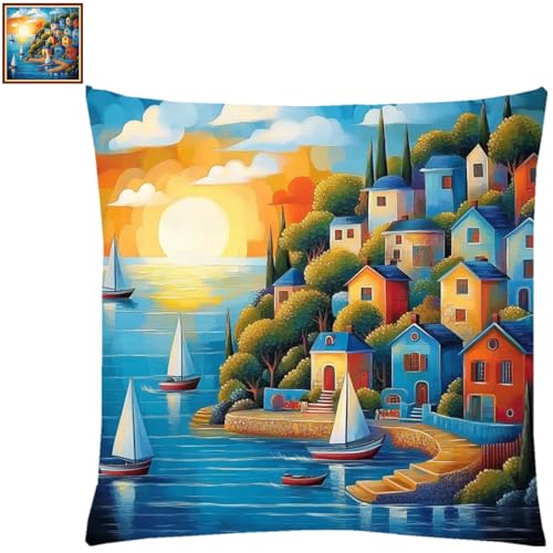 Stamped Cross Stitch Kits for Adults Beginners Pillow Needlepoint Kit with Embroidery Pattern Needlework Kit Prestamped Stitches Kit 11CT Cross Stitching