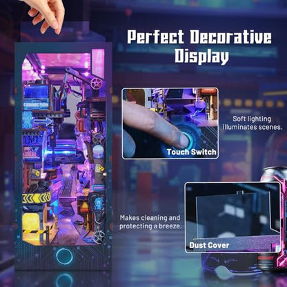 DIY Book Nook Cyberpunk Dollhouse Kit 3D Wooden Puzzle for Adults