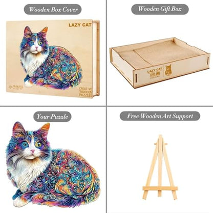 Lazy Cute Cat Wooden Puzzles (95 Count)