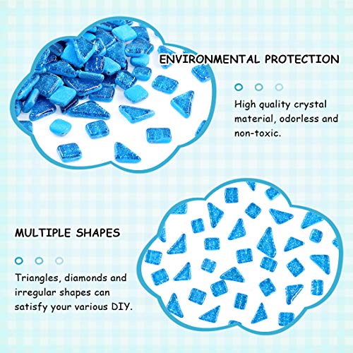 1 Pound Seablue Shine Crystal Series Mosaic Tiles Assortment Kit (15.87 Ounce)