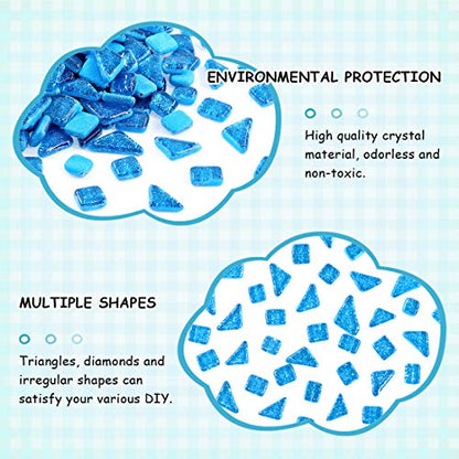 1 Pound Seablue Shine Crystal Series Mosaic Tiles Assortment Kit (15.87 Ounce)