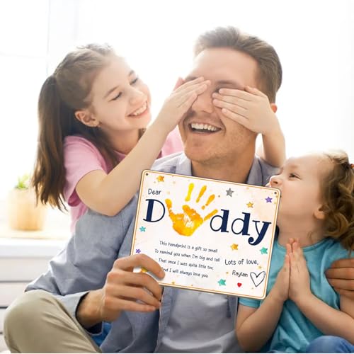 Dear Daddy Poem DIY Baby Handprint Art Craft Plaque Gift for Dad