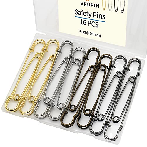 16pcs Extra Large 4inch Safety Pins for Crafting