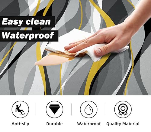 Kitchen Mats for Floor Modern Abstract kitchen rugs Grey and Yellow Stripe Anti Fatigue Kitchen Mats Waterproof Floor Mats Cushioned Non