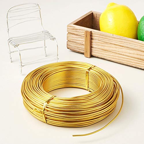 180 Feet 2mm Gold Aluminum Wire Bendable Metal Craft Wire for Beading Sculpting Jewelry Making (180 Foot)