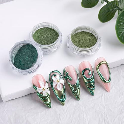 4 Colors Chrome Nail Powder Set Metallic Mirror Effect Nail Chrome Powder
