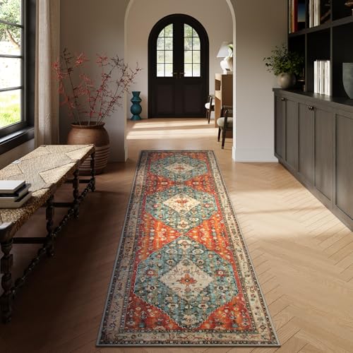 Felice Boho Tribal 2'6" x 10' Washable Runners for Hallways