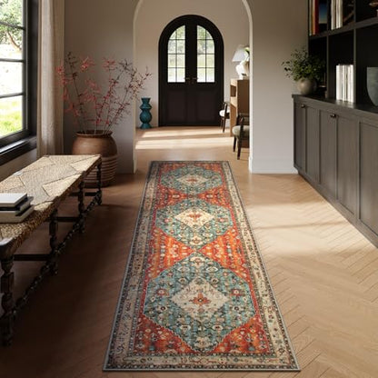 Felice Boho Tribal 2'6" x 10' Washable Runners for Hallways