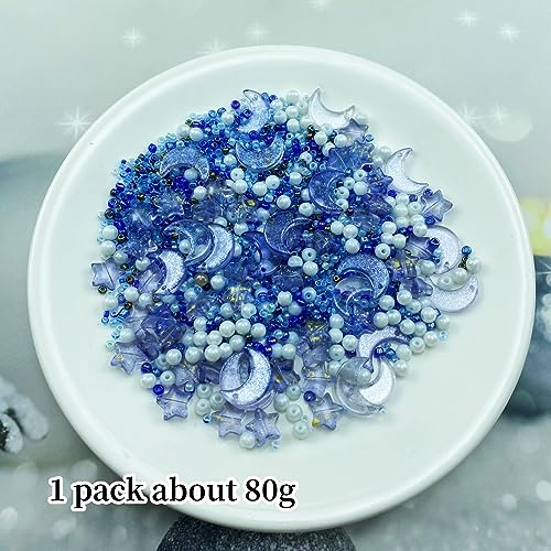 Assorted Glass Beads for Jewelry Making Multi Size Colors Glass Star Moon Seed Pearl Spacer Beads for Bracelets Necklace Earring Making (2.8219 Ounce)