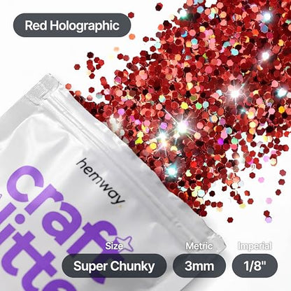 Craft Glitter Red Holographic 100g Super Chunky Glitter (3.5 Ounce)
