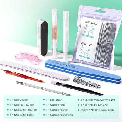 Nail Cleanser Pads 50PCS with 10PCS Manicure Tools Kit (50 Count)
