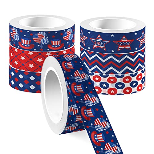 Washi Tape 12 Rolls Washi Tape Set Patriotic Packing Tape American Flag Washi Masking Tape Decorative Paper Stickers Decorative Tape for Gifts Wrapping DIY Art Crafts (12 Count)