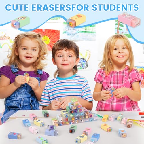 100 Piece Kawaii Cute Animal Pencil Eraser for Kids (100 Count)