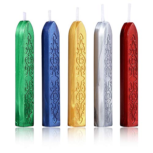 5Pcs Christmas Sealing Wax Sticks with Wicks for Wax Seal Stamp (5 Count)