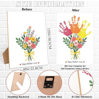 Mother's Day Flower Handprint Art Wooden Making Sign