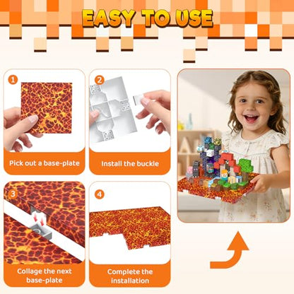 8PCS 4" x 4" Magnetic Building Block Base Plates for Kids (8 Count)