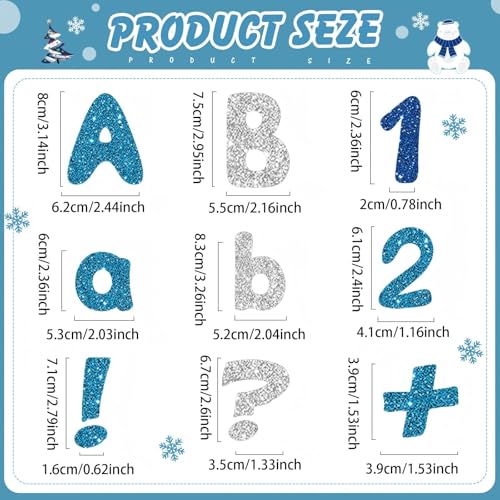 221 Pcs Blue Glitter Bulletin Board Letters for School Chalkboard (225 Count)