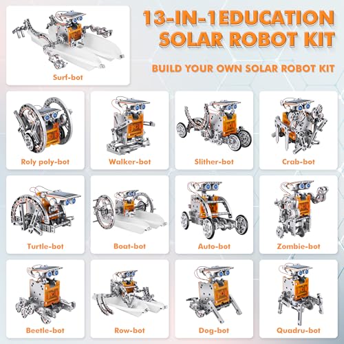 STEM 13-in-1 Education Solar Power Robots Toys for Boys Age 8+ (13 Count)